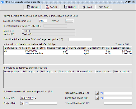 RP-O rekapitulacijsko poročilo - ekranska slika