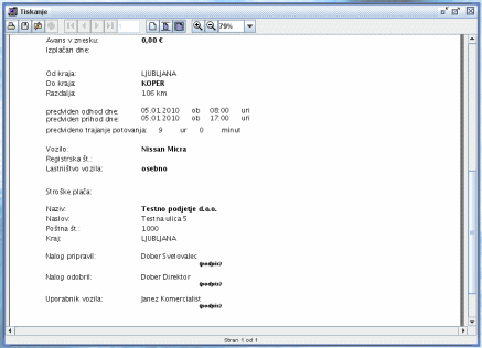 Potni nalog - izpis 2/2.